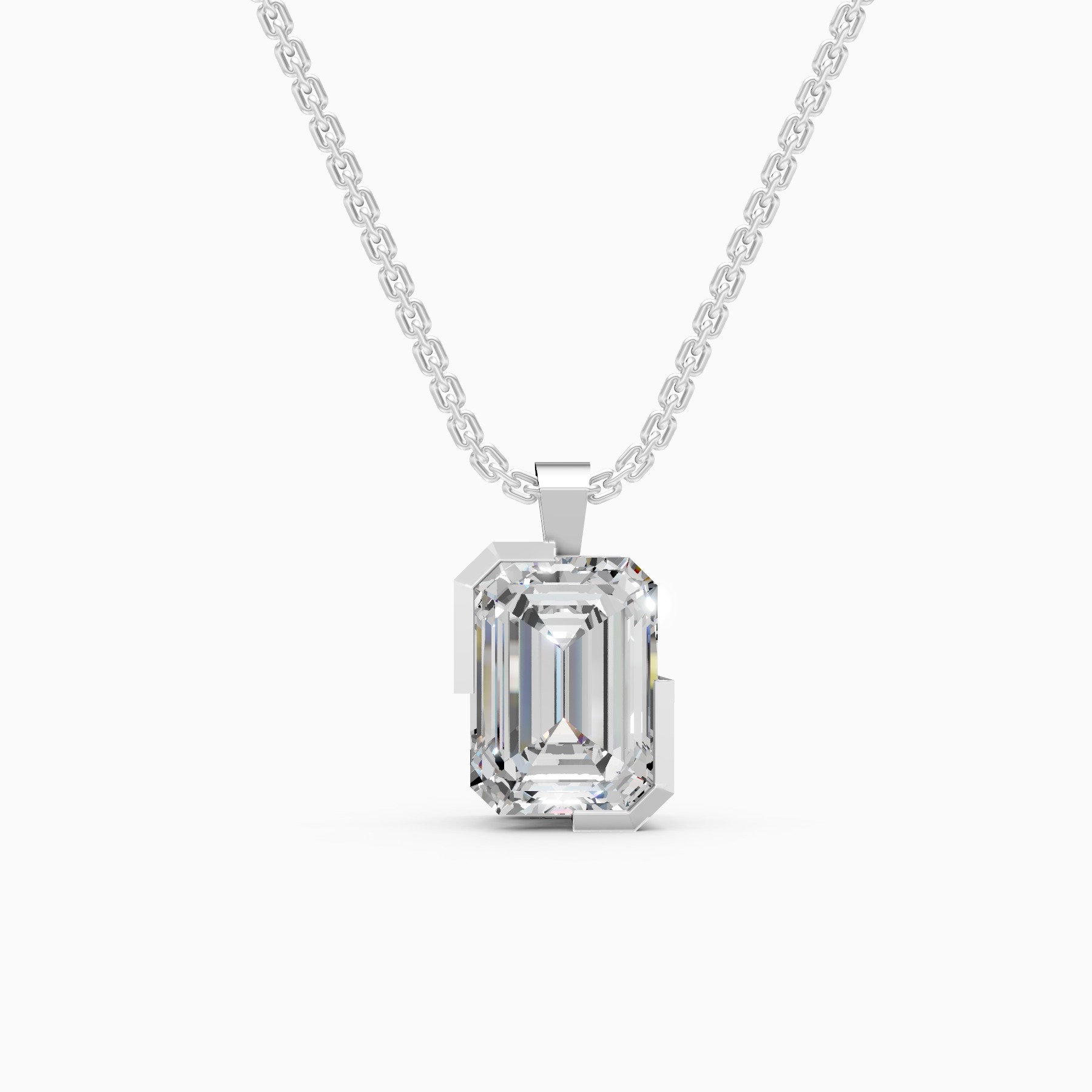 Timeless Emerald Cut Solitaire Diamond Necklace